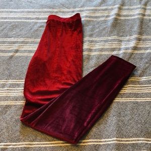 Red velvet yoga leggings